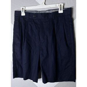DANIEL CREMIEUX Signature Collection Navy Blue Pleated Shorts Size 32
